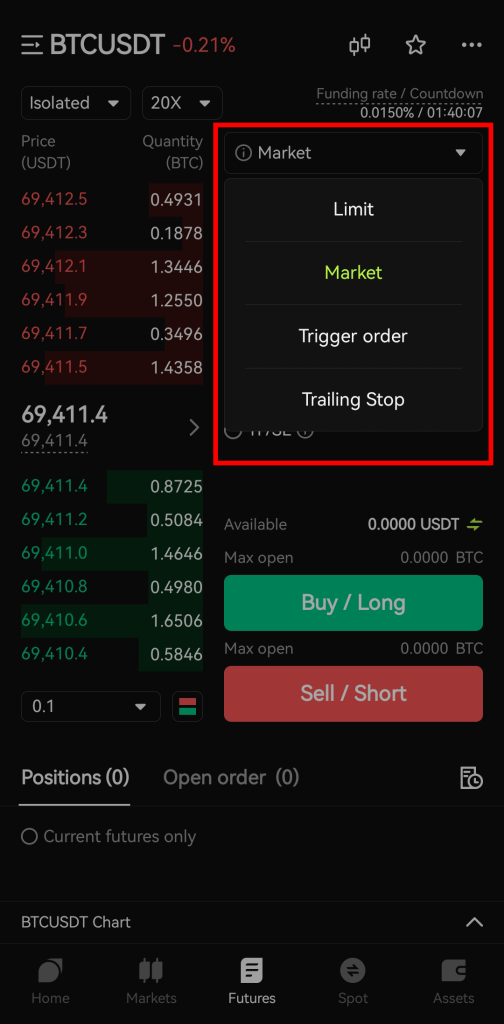 ترید فیوچرز در اپلیکیشن صرافی بیت یونیکس